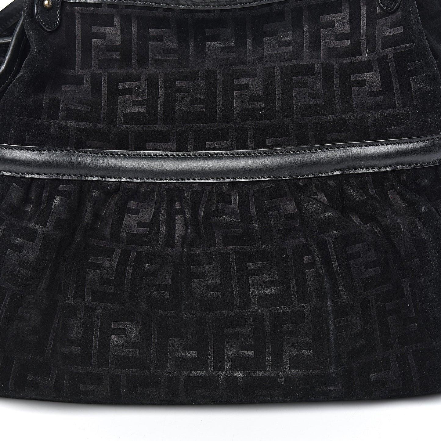 Suede Vitello Zucca Embossed Large Chef Shopper Tote Black