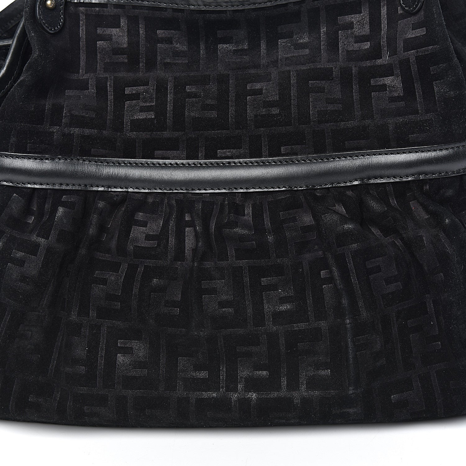 Fendi Suede Vitello Zucca Embossed Large Chef Shopper Tote Black 10 of 13