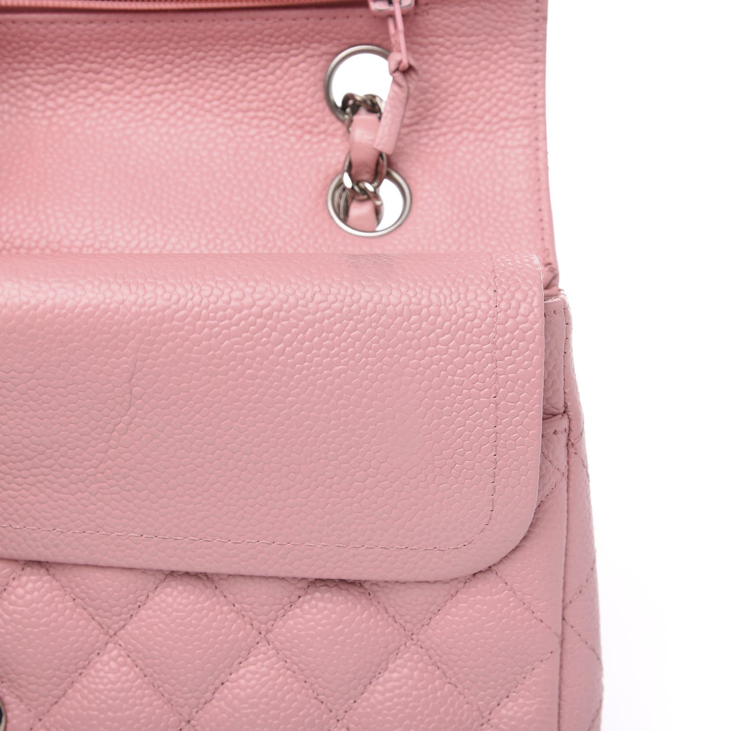 Caviar Quilted Medium Double Flap Pink
