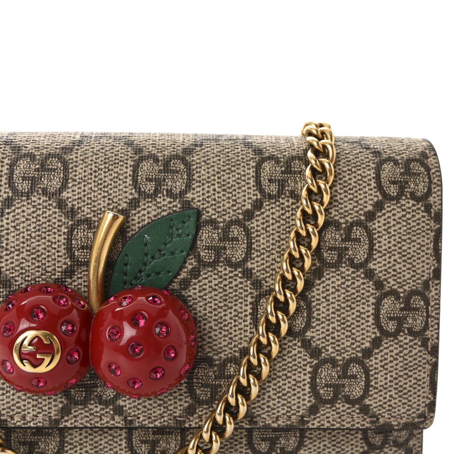 GG Supreme Monogram Mini Cherry Chain Bag