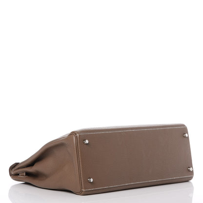 Hermes Taurillon Clemence Retourne Kelly 40 Etoupe 7 of 36