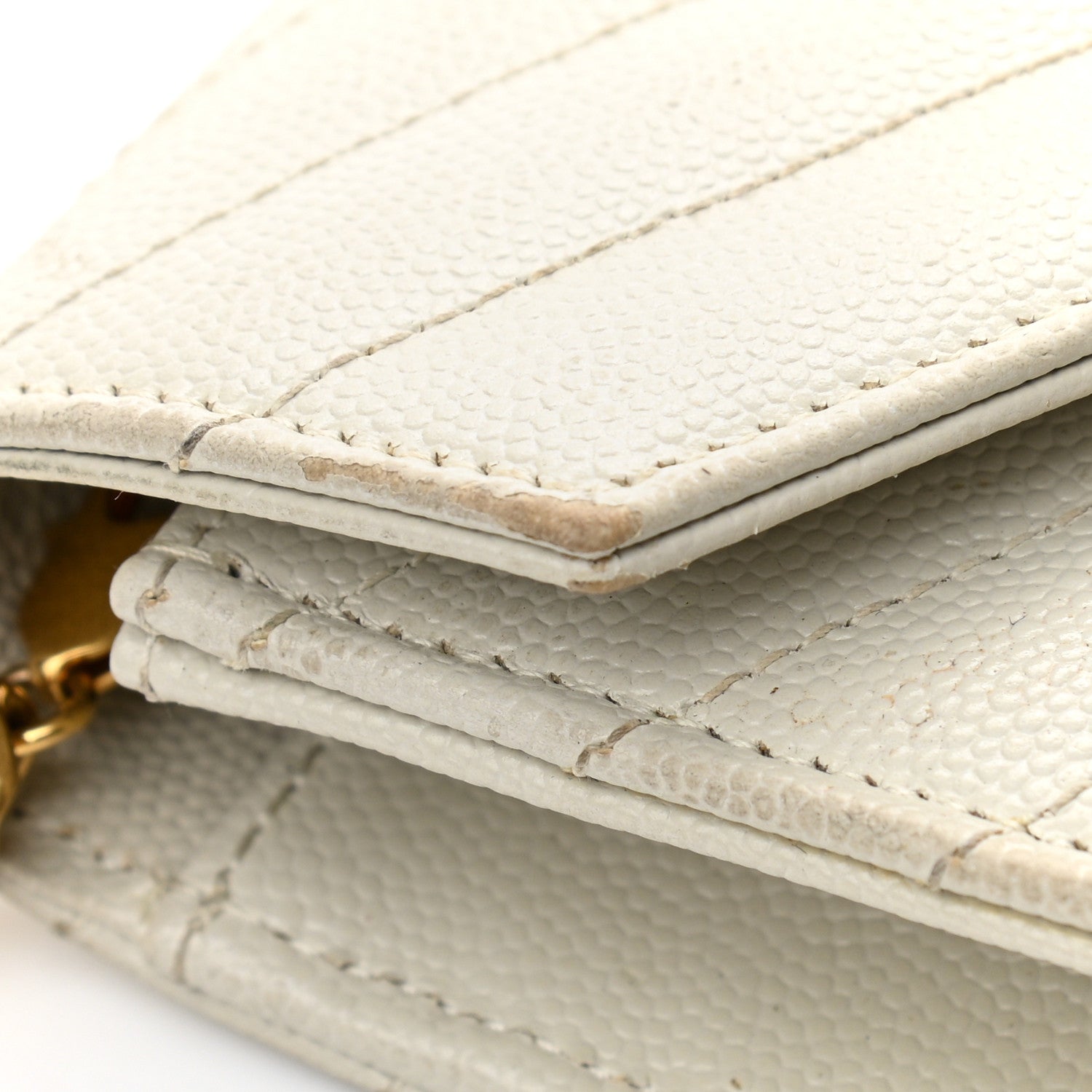 Saint Laurent Grain De Poudre Matelasse Chevron Monogram Envelope Chain Wallet Crema Soft 12 of 14