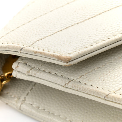 Saint Laurent Grain De Poudre Matelasse Chevron Monogram Envelope Chain Wallet Crema Soft 12 of 14