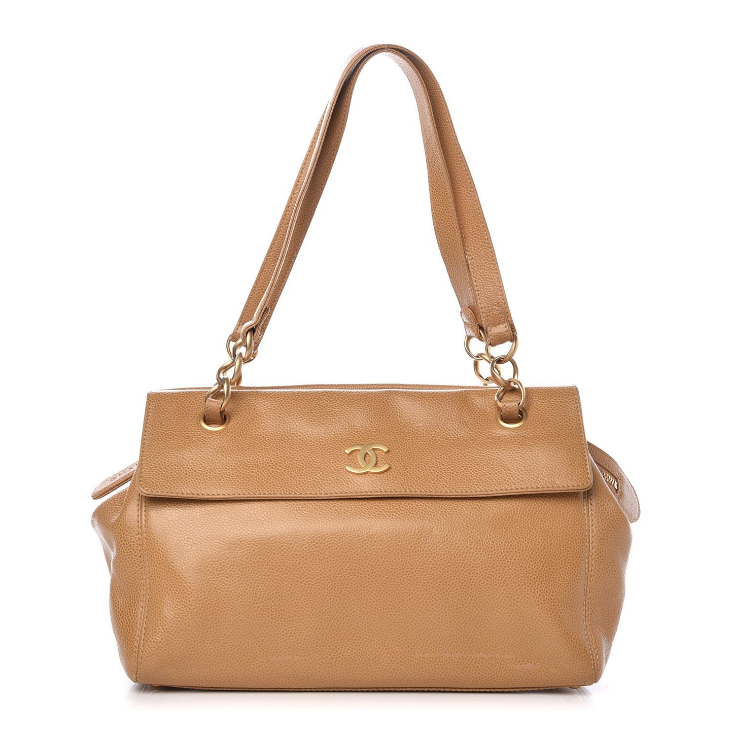 Caviar Flap Shoulder Bag Beige