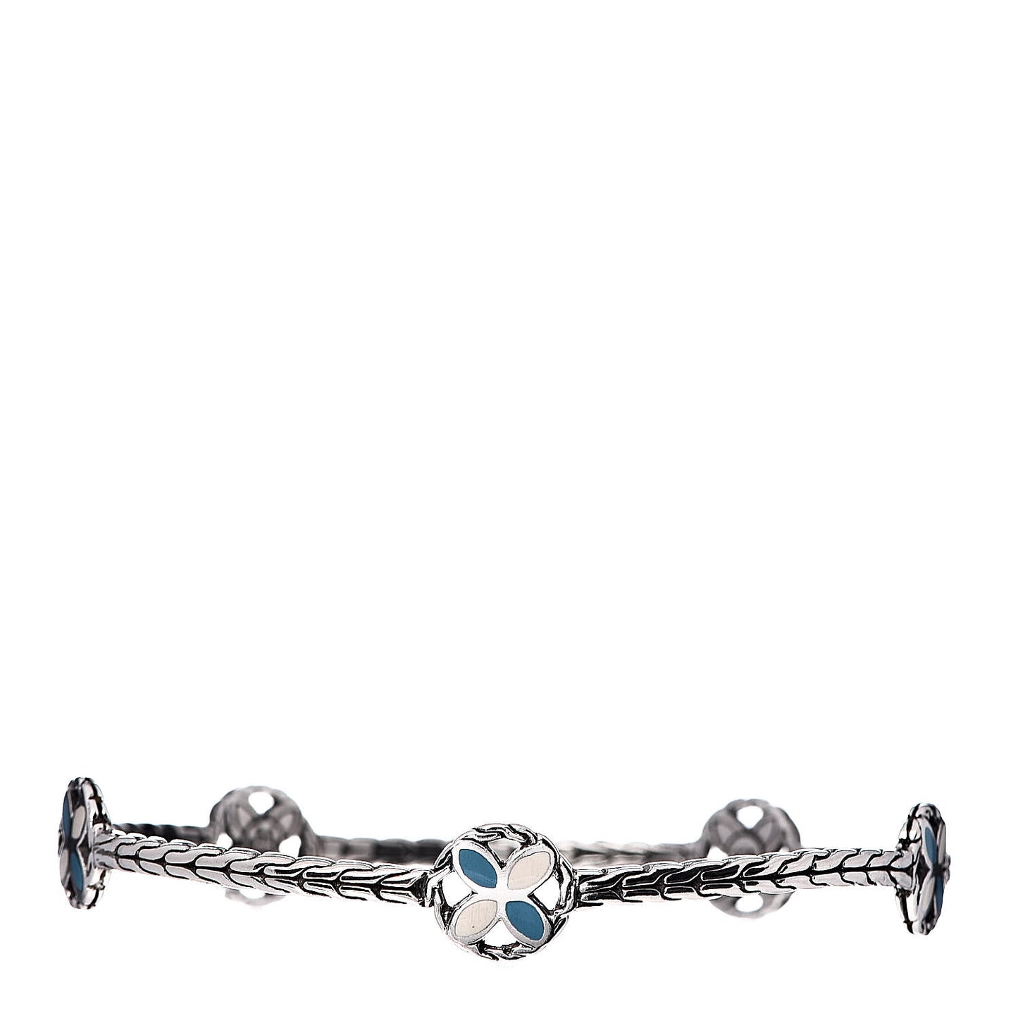 Sterling Silver Enamel Kawung Disc Bangle