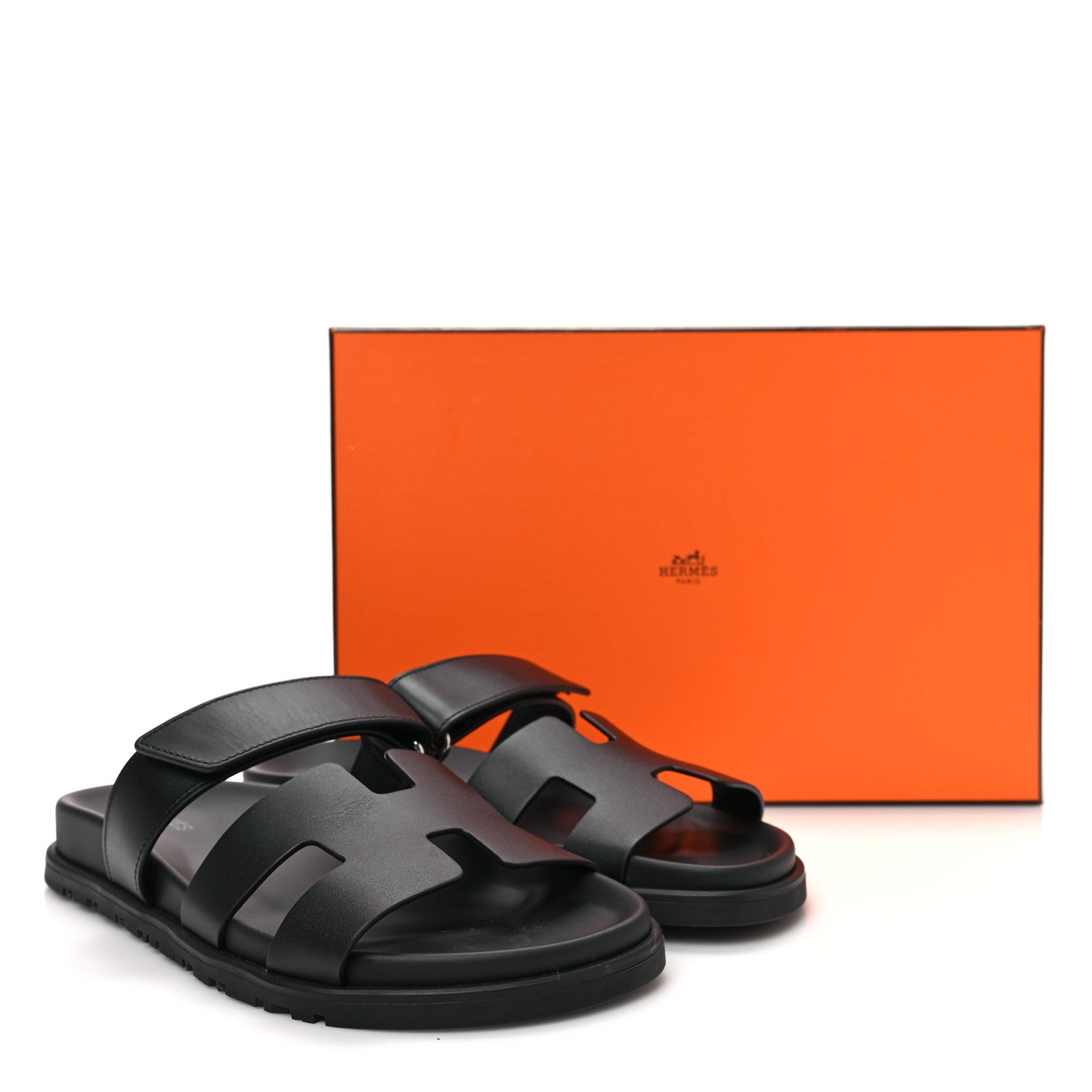 Hermes Calfskin Womens Chypre Sandals 37 Black 8 of 8