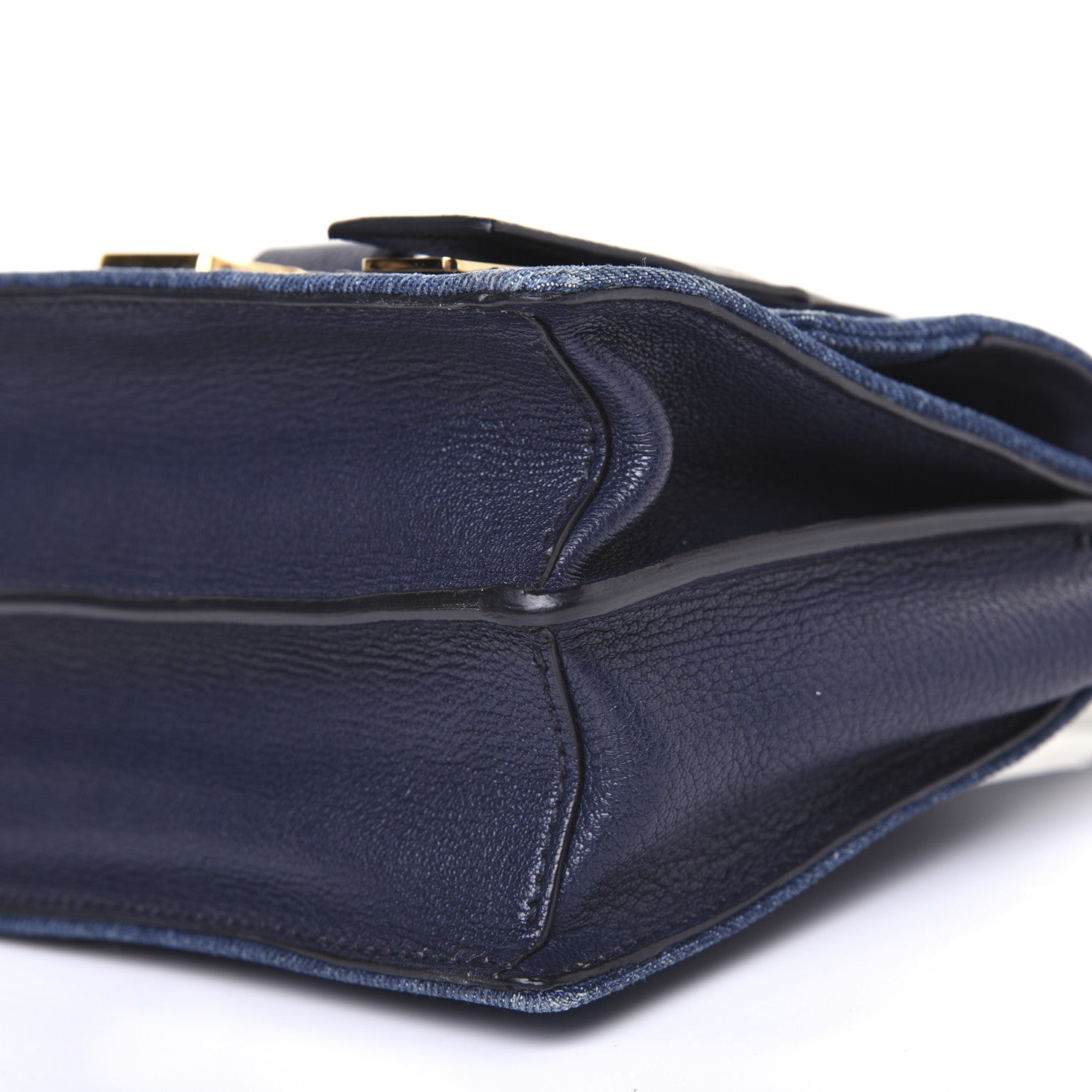 Miu Miu Denim Goatskin Bandoliera Madras Shoulder Bag Blue 7 of 10