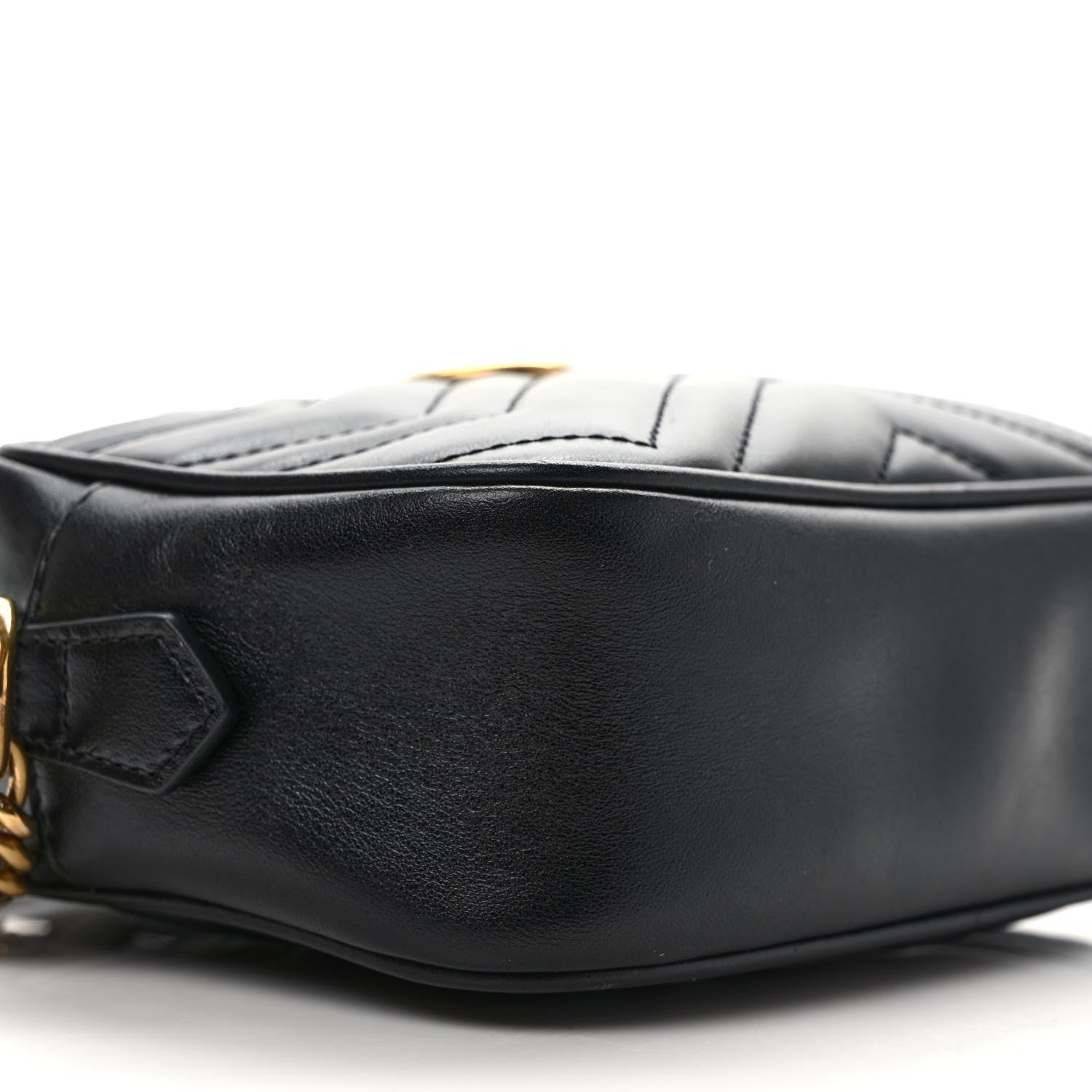 Gucci Calfskin Matelasse Mini GG Marmont Chain Shoulder Bag Black 8 of 9