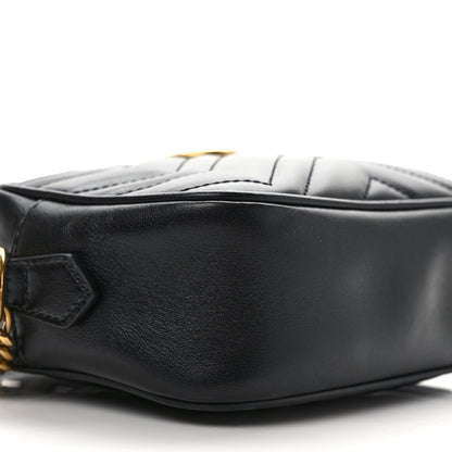 Gucci Calfskin Matelasse Mini GG Marmont Chain Shoulder Bag Black 8 of 9