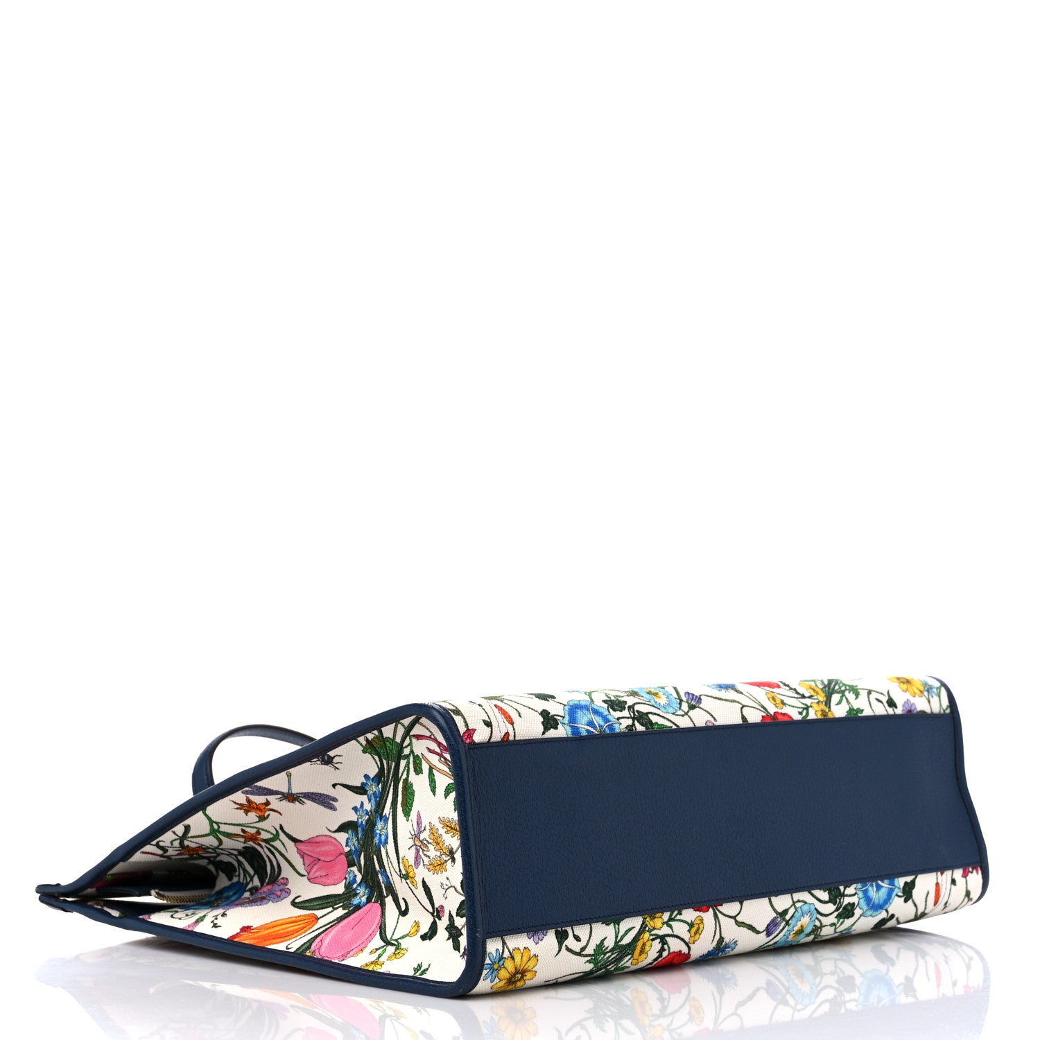 Gucci Canvas Large Flora Tote Navy Multicolor 4 of 12