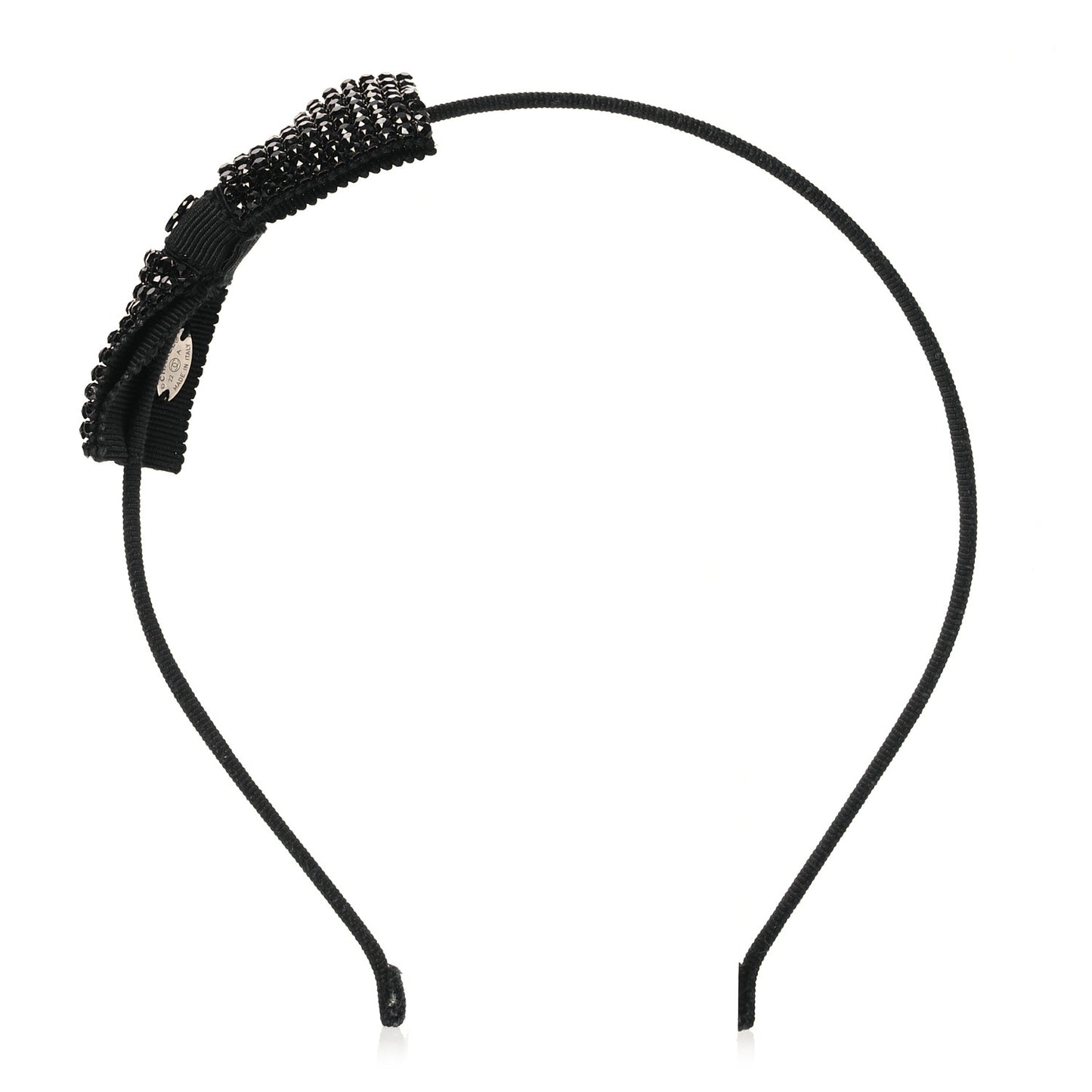 Silk Crystal CC Bow Headband Black