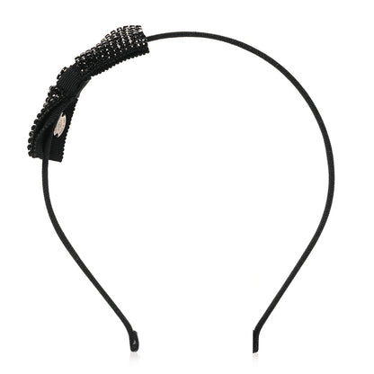 Chanel Silk Crystal CC Bow Headband Black 1 of 5