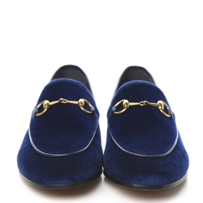 Gucci Velvet Horsebit Womens Jordaan Loafers 37 Blue Cobalt 2 of 9