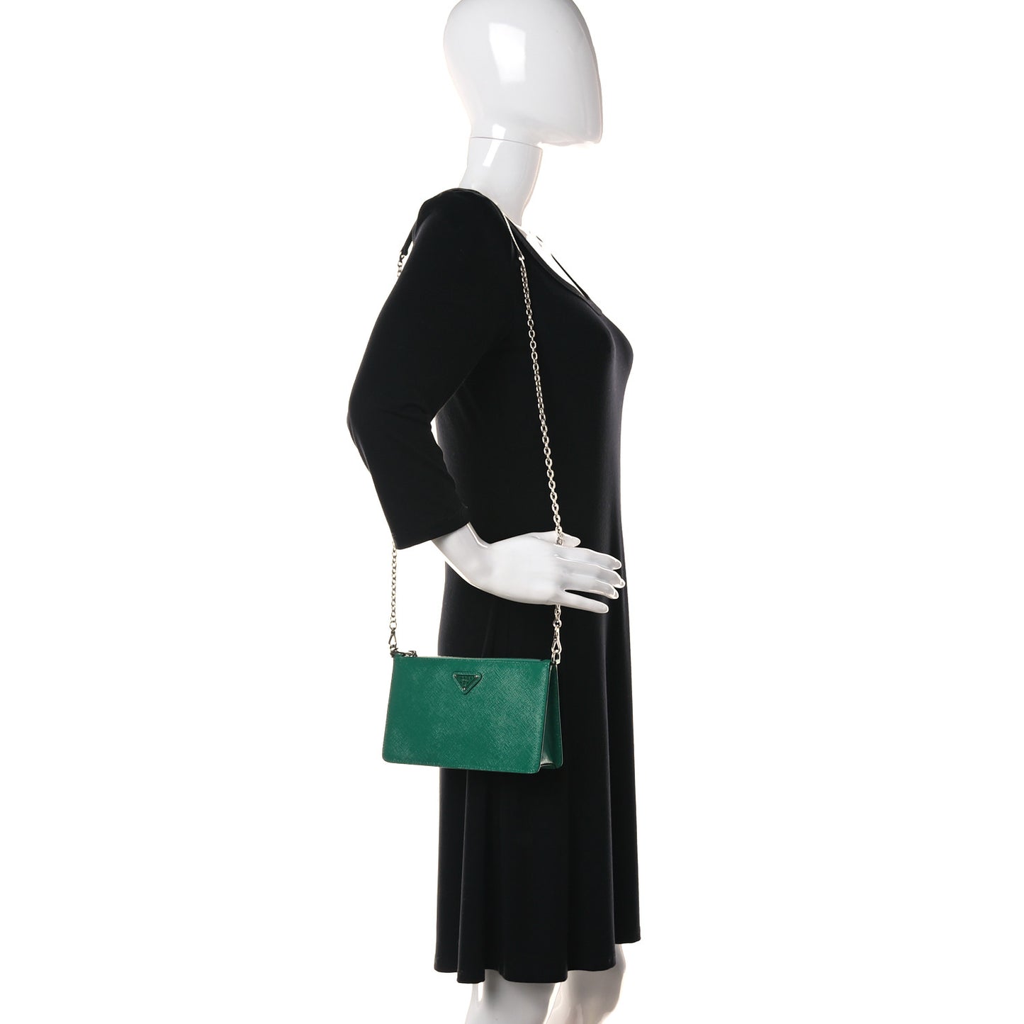 Saffiano Vernice Chain Crossbody Bag Green