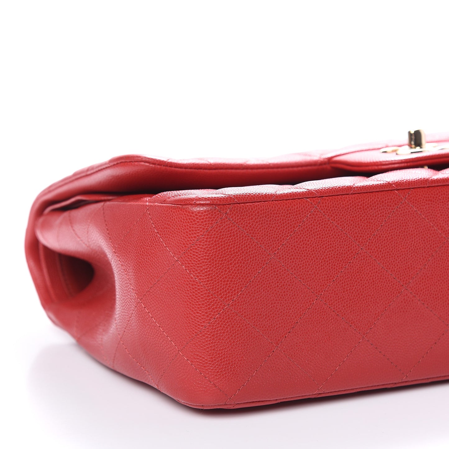 Caviar Quilted Jumbo Double Flap Red