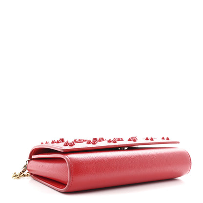 Christian Louboutin Calfskin Spikes Loubinthesky Paloma Clutch Red 4 of 13