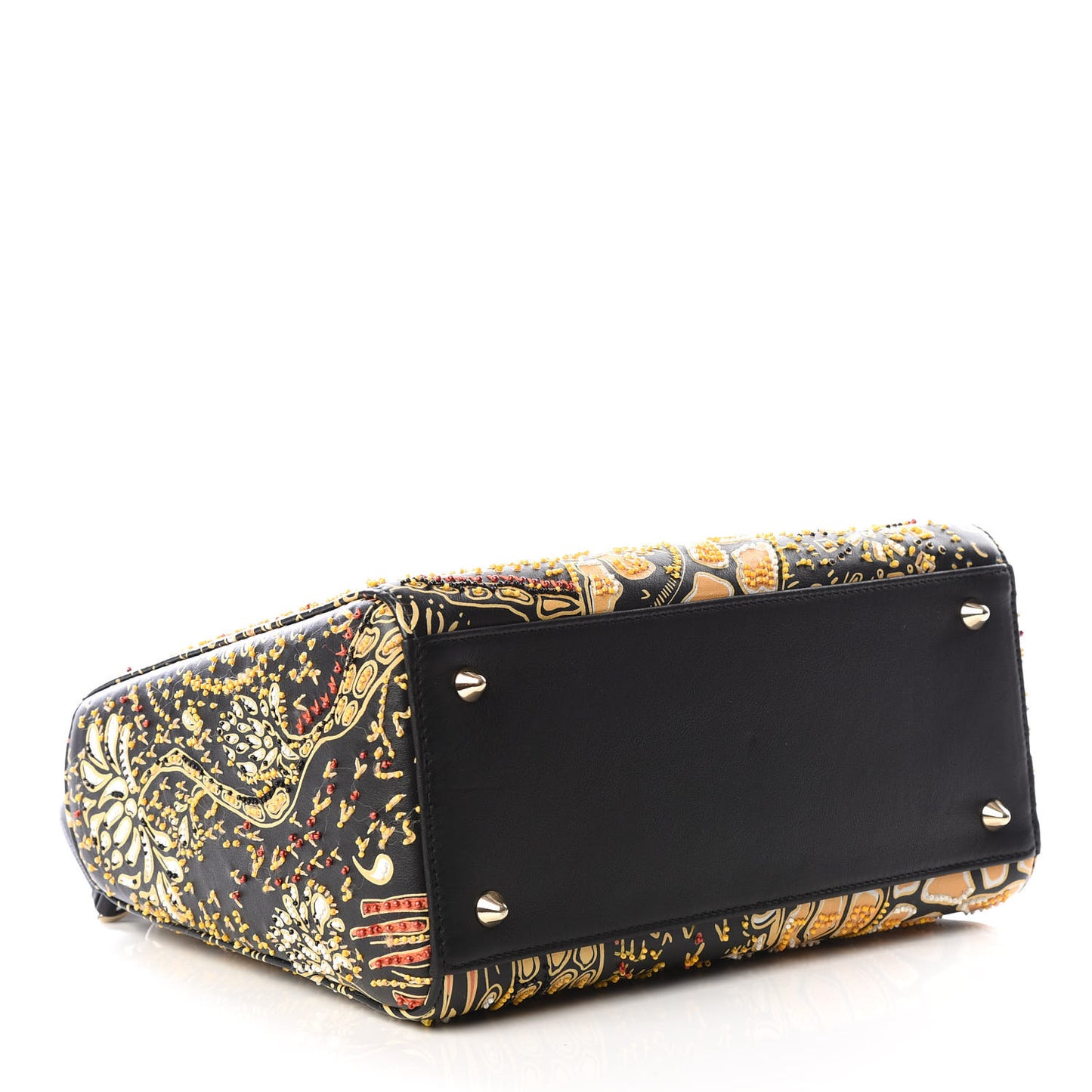 Smooth Calfskin Embroidered Animals Medium Lady Dior Black Multicolor