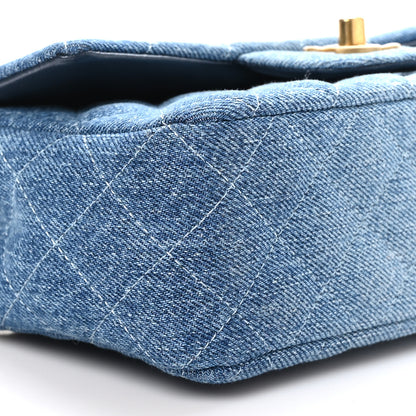 Chanel Washed Denim Quilted Mini Rectangular Flap Blue 9 of 10