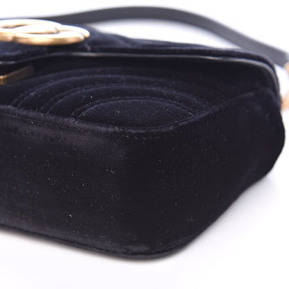Gucci Velvet Matelasse Mini GG Marmont Shoulder Bag Black 9 of 15