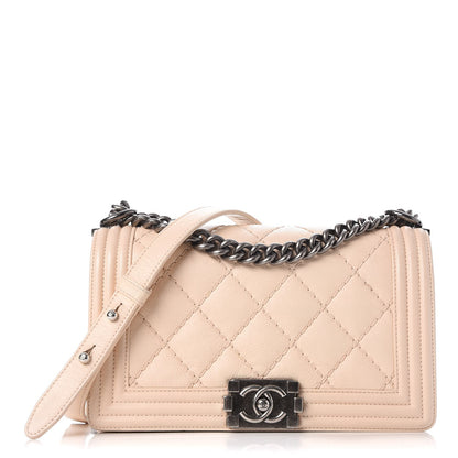 Chanel Calfskin Quilted Double Stitch Medium Boy Flap Beige 1 of 16