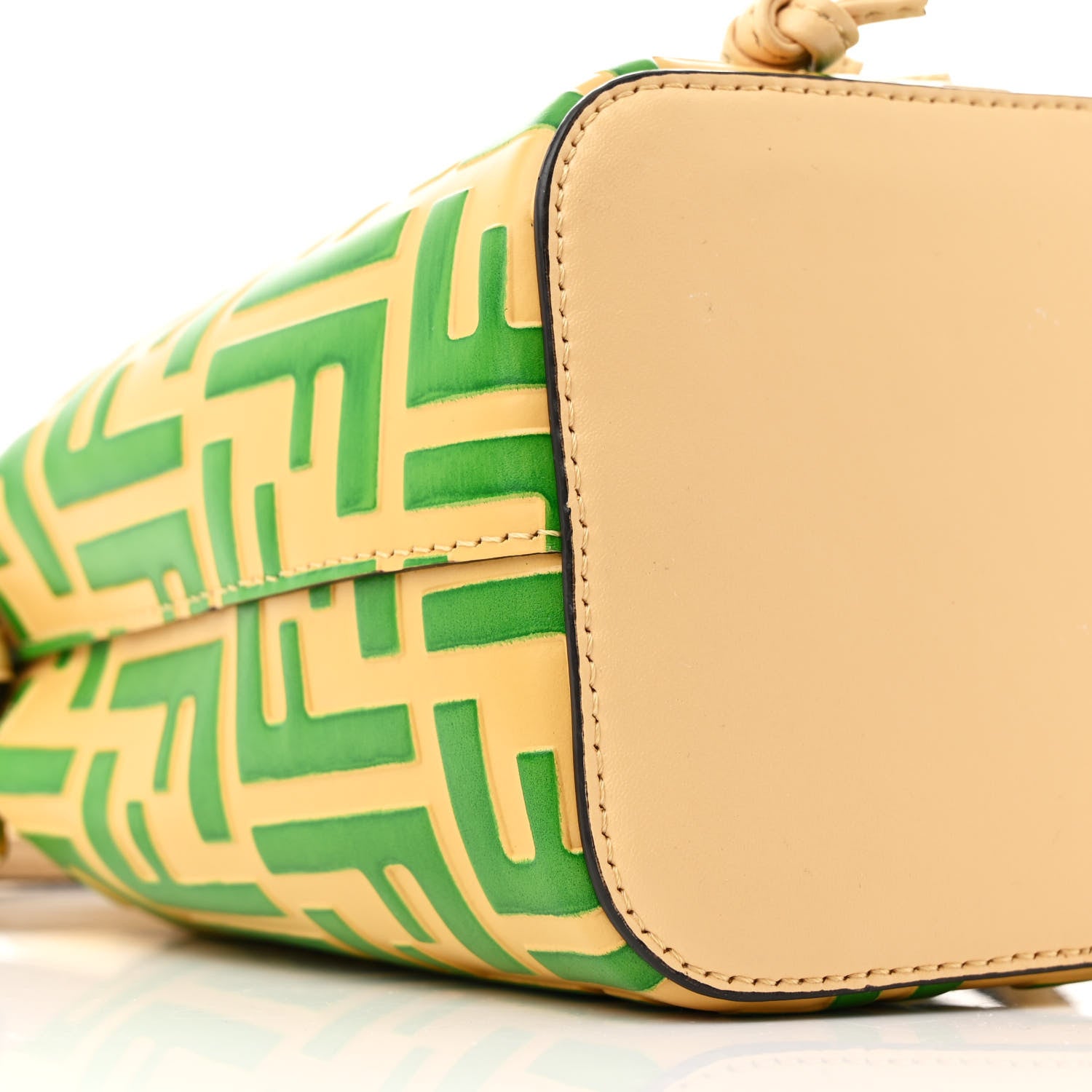 Fendi Vitello Liberty F is Fendi Bi-Color FF 1974 Embossed Mini Mon Tresor Bucket Bag Savana Tomatillo 9 of 11