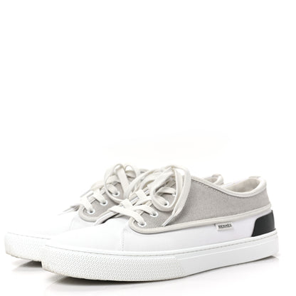 Hermes Canvas Goatskin Mens Envy Sneakers 40 Prunoir Blanc 3 of 8