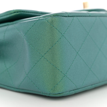 Chanel Iridescent Calfskin Quilted Mini Rectangular Flap Green 9 of 11