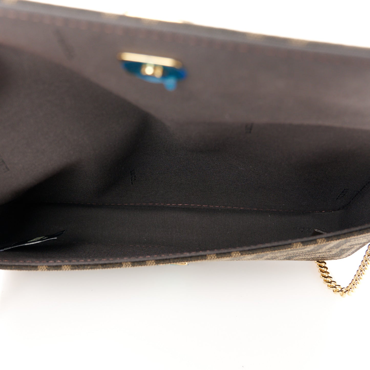 Fabric Jacquard Vitello Grace FF 1974 Fendigraphy Wallet On Chain Tobacco Moro Ebano