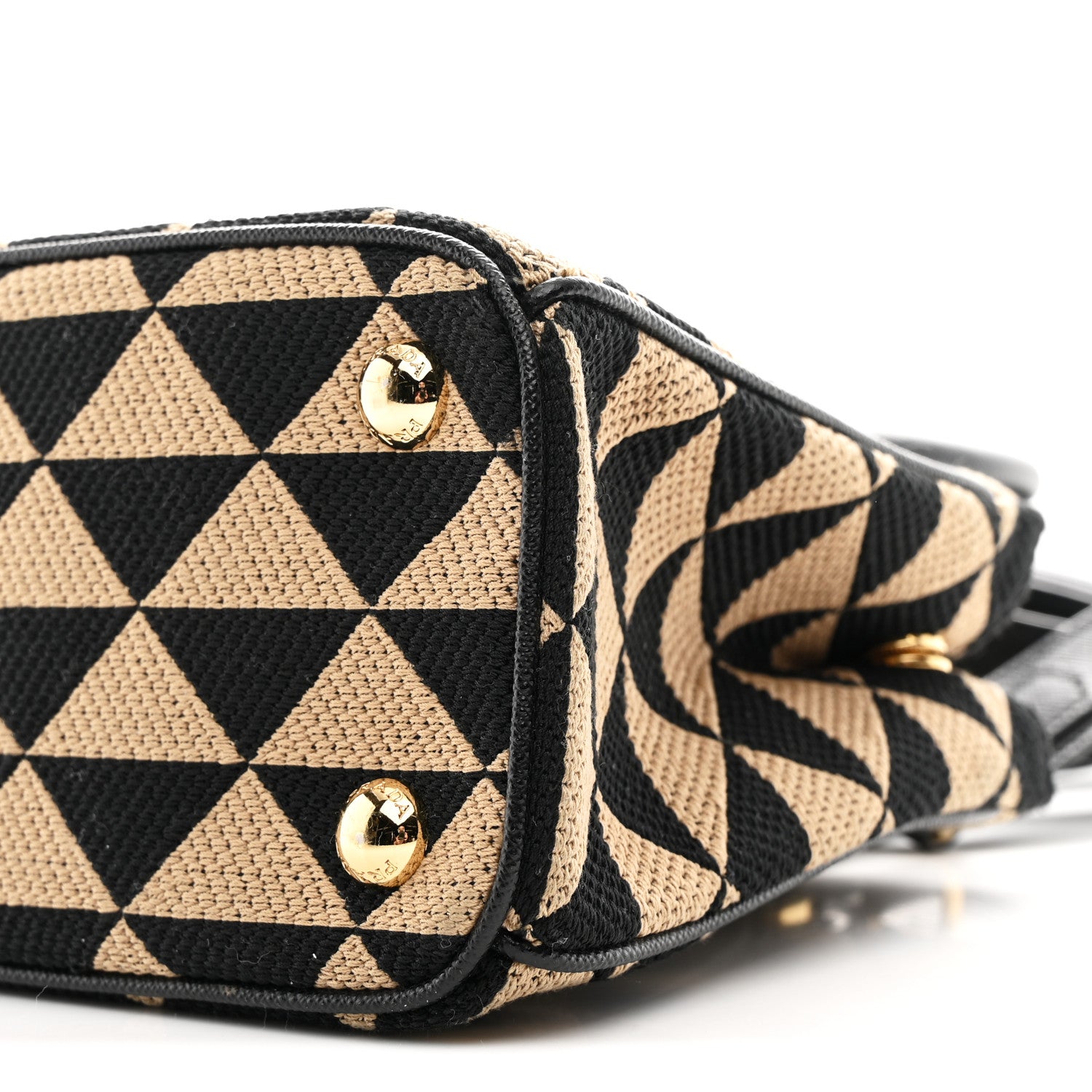 Prada Jacquard Saffiano Triangolo Symbole Embroidered Mini Galleria Double Zip Tote Black Corda 10 of 10