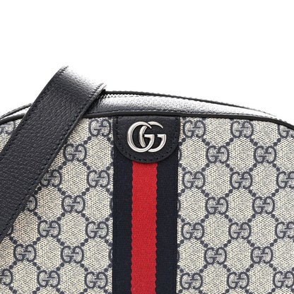 Gucci GG Supreme Monogram Textured Dollar Calfskin Web Small Ophidia Camera Bag Beige Blue 8 of 11