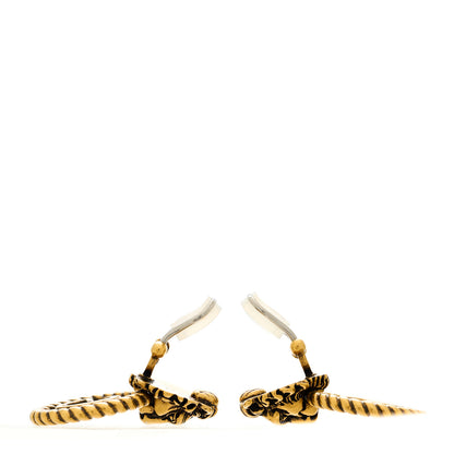 Gucci Metal Double G Lion Head Clip On Earrings Aged Gold 3 of 5