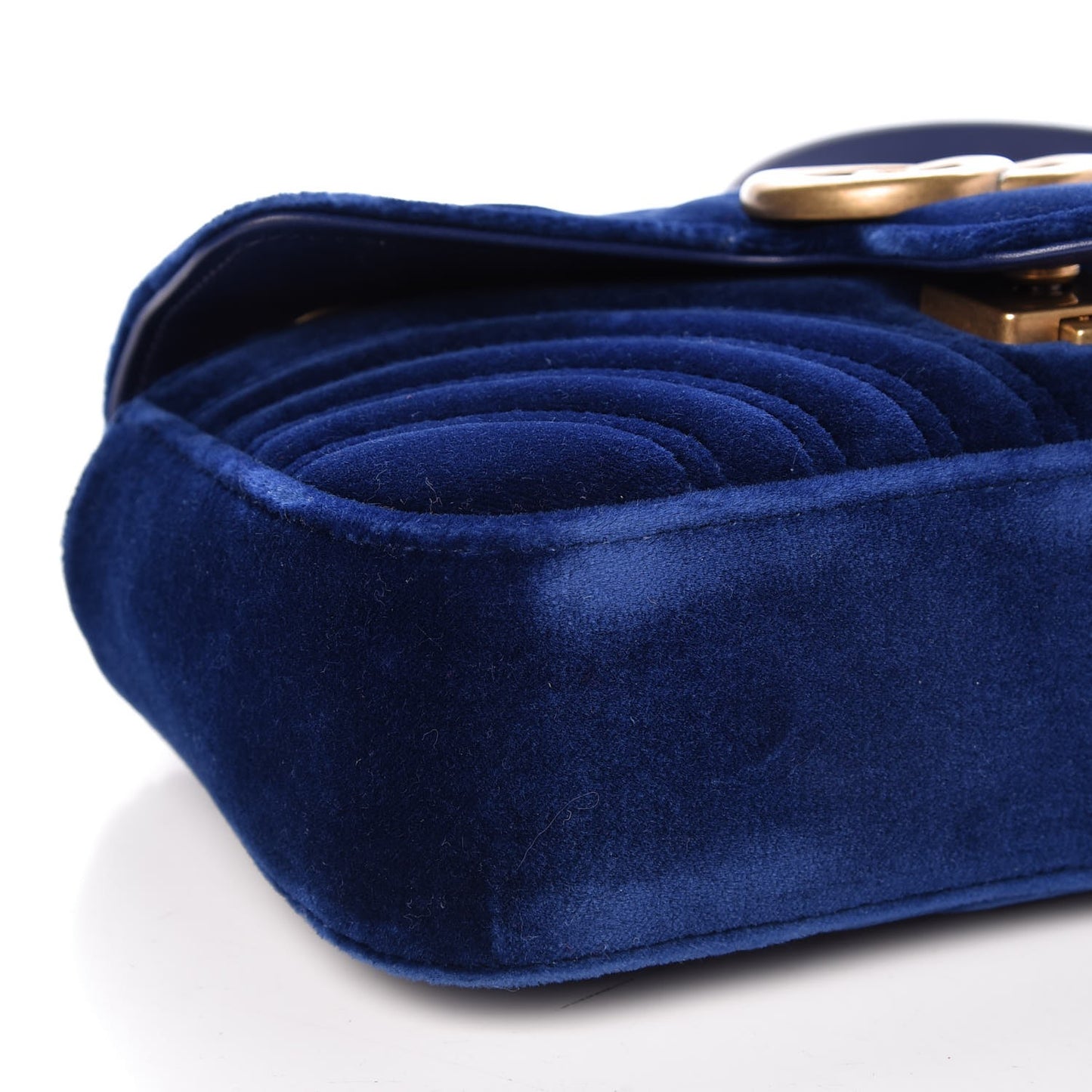 Velvet Matelasse Mini GG Marmont Shoulder Bag Cobalt Blue
