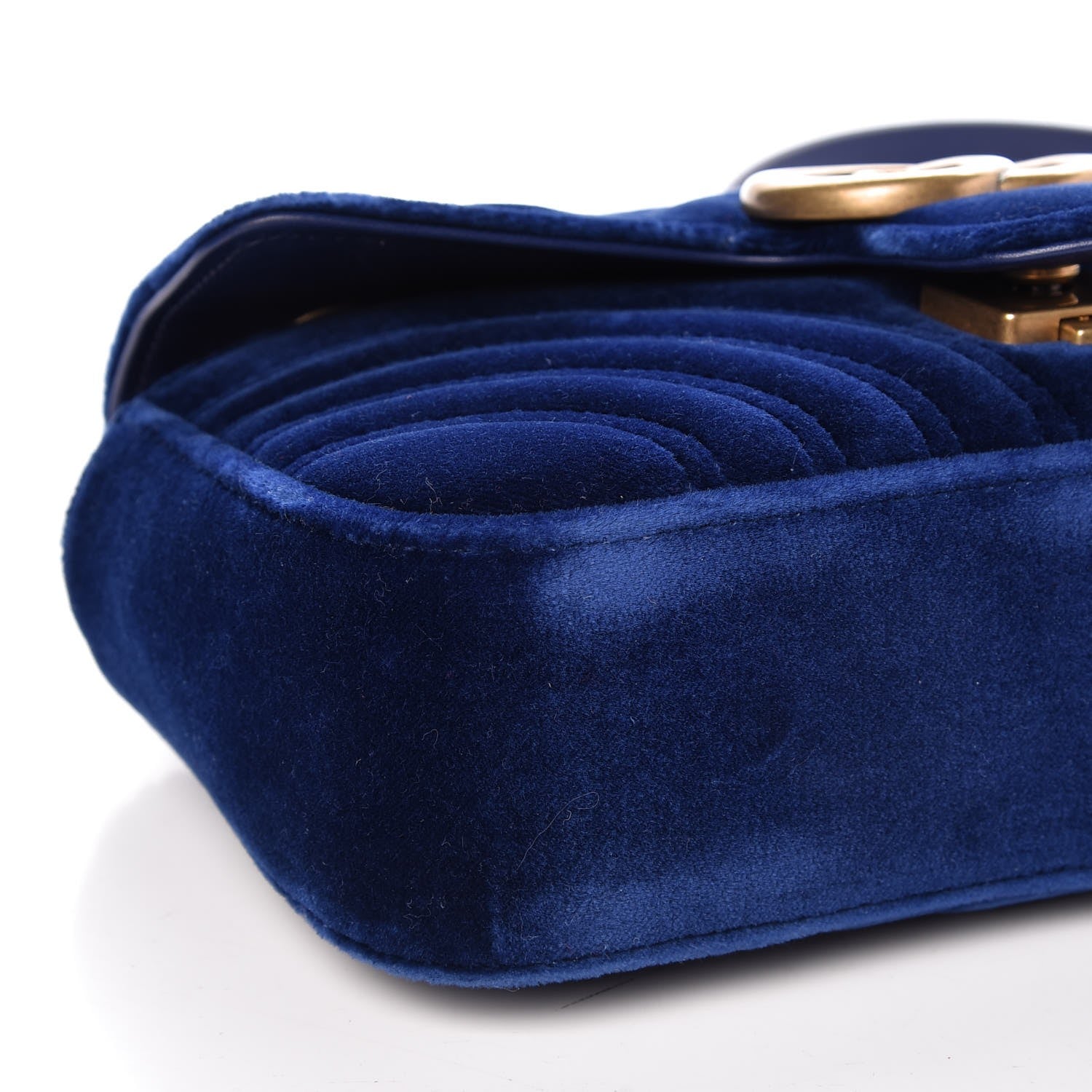 Gucci Velvet Matelasse Mini GG Marmont Shoulder Bag Cobalt Blue 8 of 8