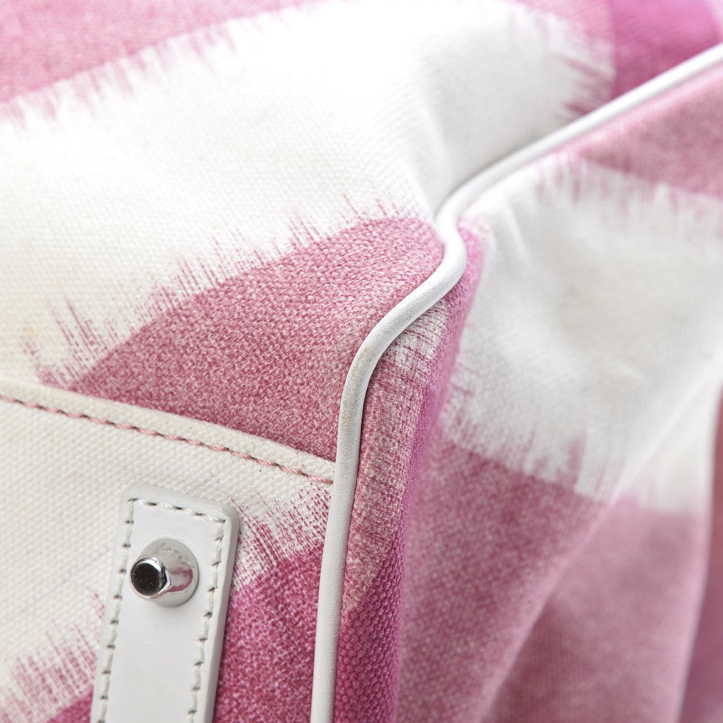 Canvas Ikat Check Tote Tea Rose