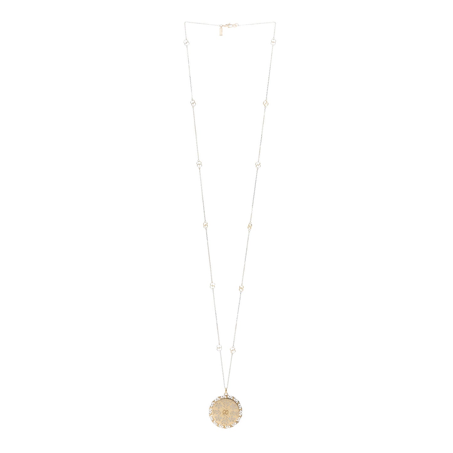 18K Yellow Gold Enamel Icon Blooms Necklace White