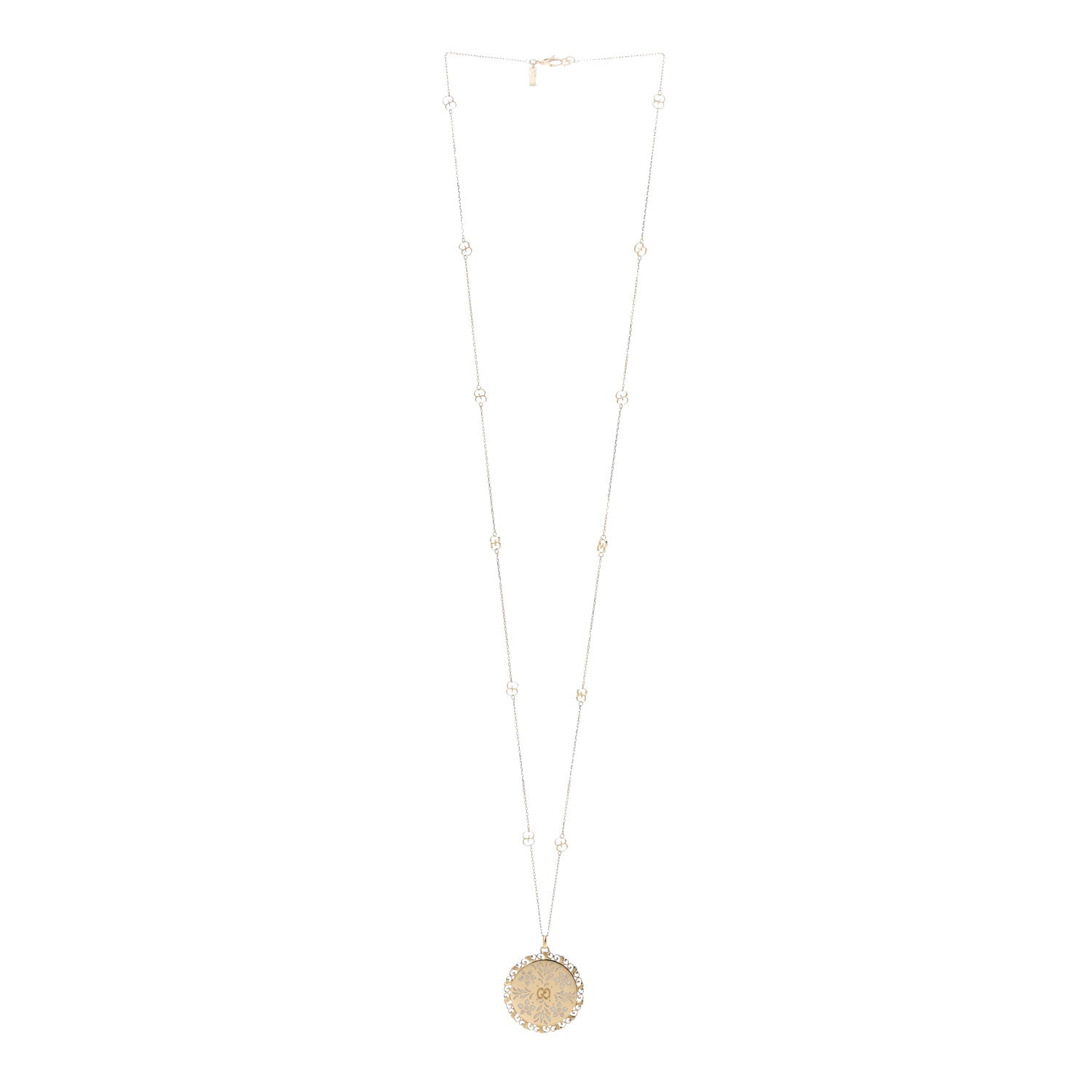 Gucci 18K Yellow Gold Enamel Icon Blooms Necklace White 3 of 5