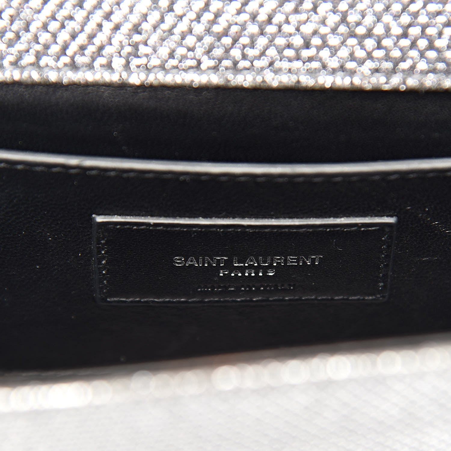 Saint Laurent Metallic Canvas Woven Medium Classic Monogram Kate Satchel Silver 6 of 12