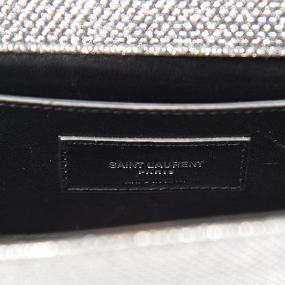 Saint Laurent Metallic Canvas Woven Medium Classic Monogram Kate Satchel Silver 6 of 12