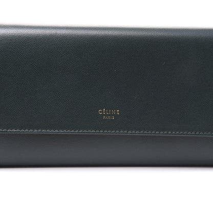 Celine Lambskin Large Flap Wallet Emerald 9 of 10
