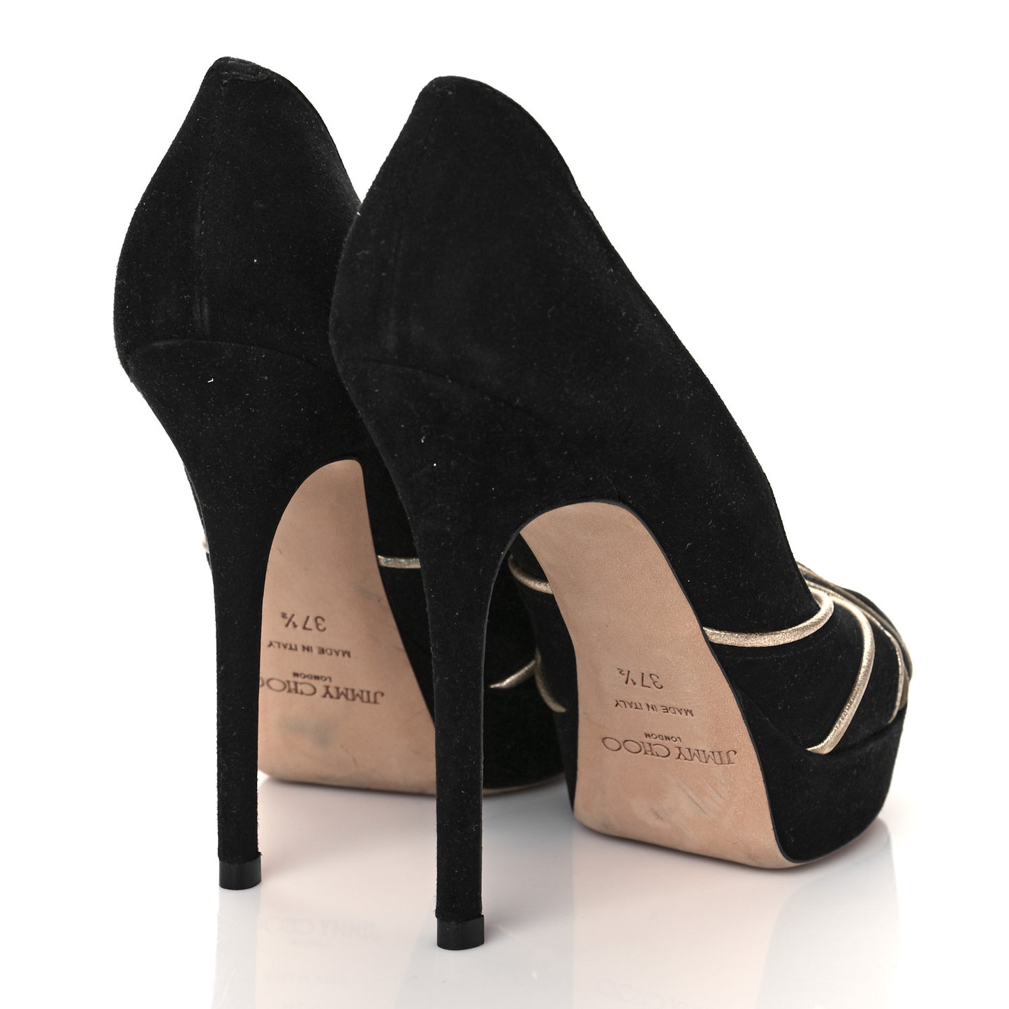 Suede Kilda Peep Toe Pumps 37.5 Black Gold