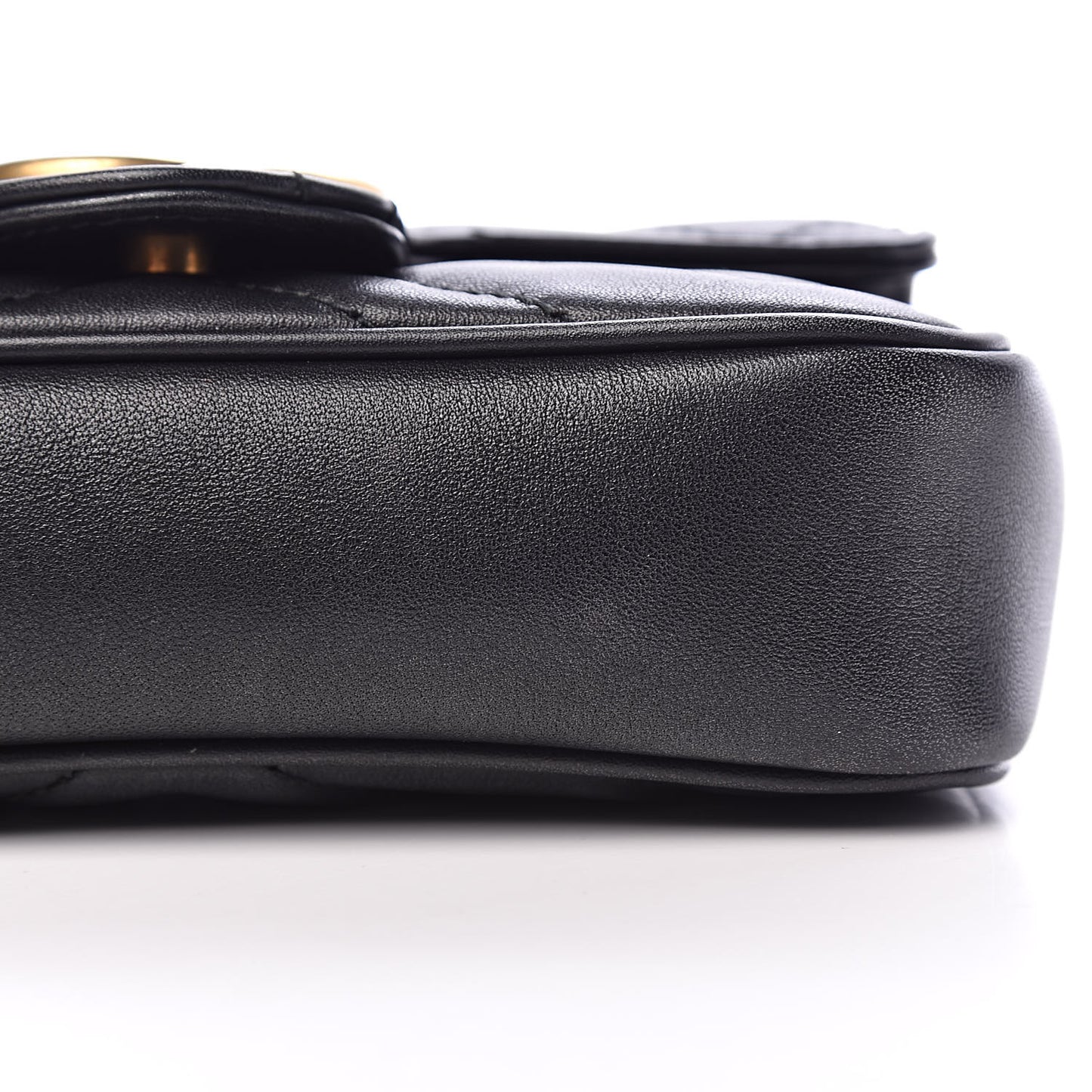 Calfskin Matelasse Super Mini GG Marmont Shoulder Bag Black