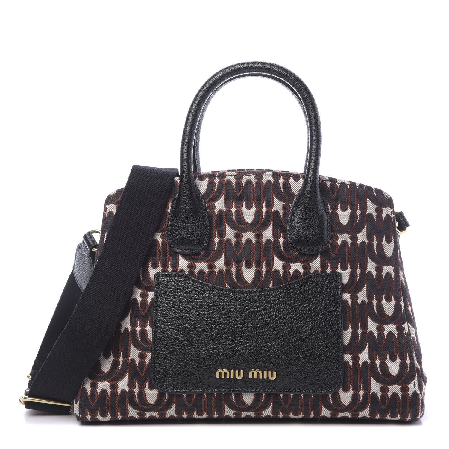 Miu Miu Jacquard Madras Logo Tote Black 1 of 11