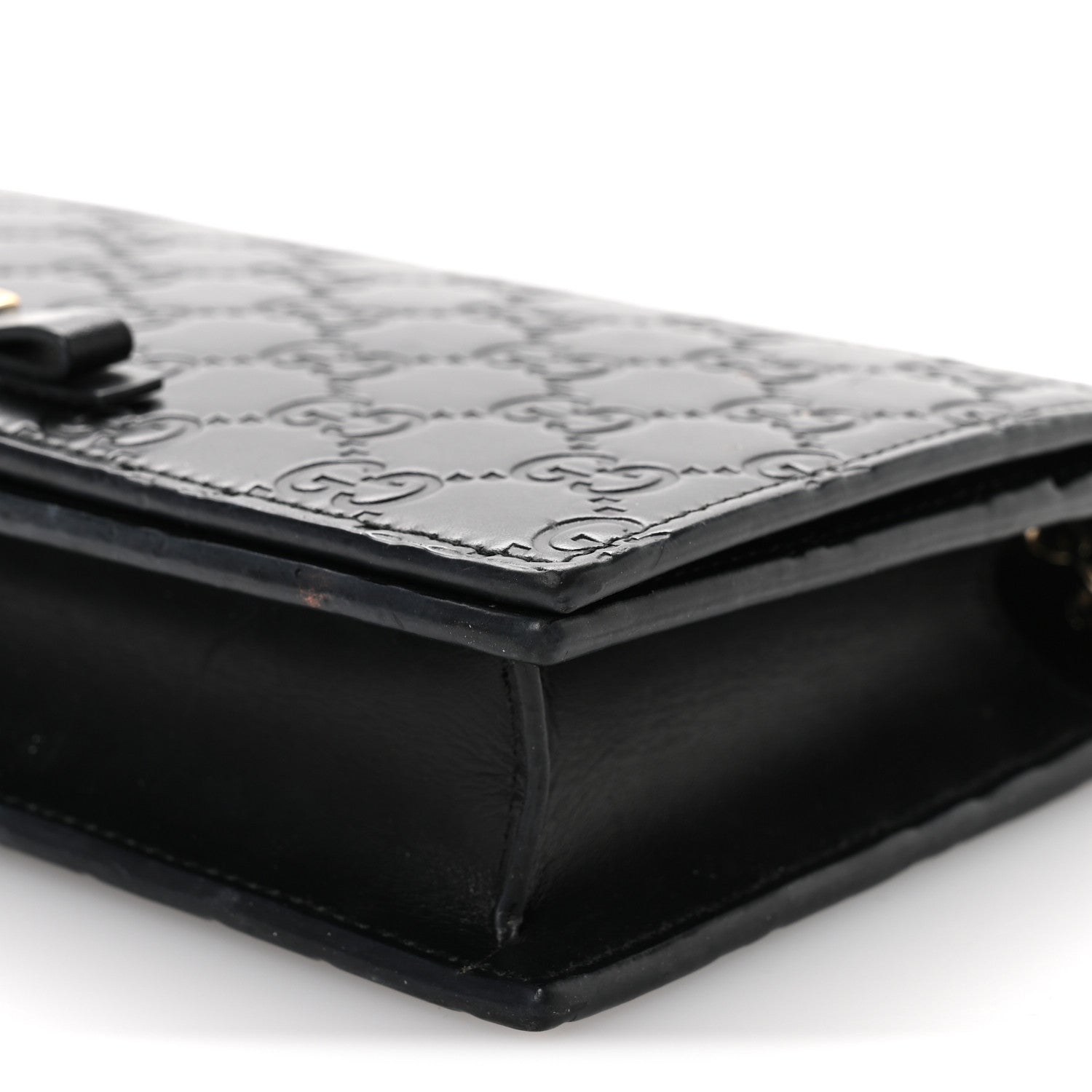Gucci Guccissima Signature Bowy Chain Wallet Black 9 of 11