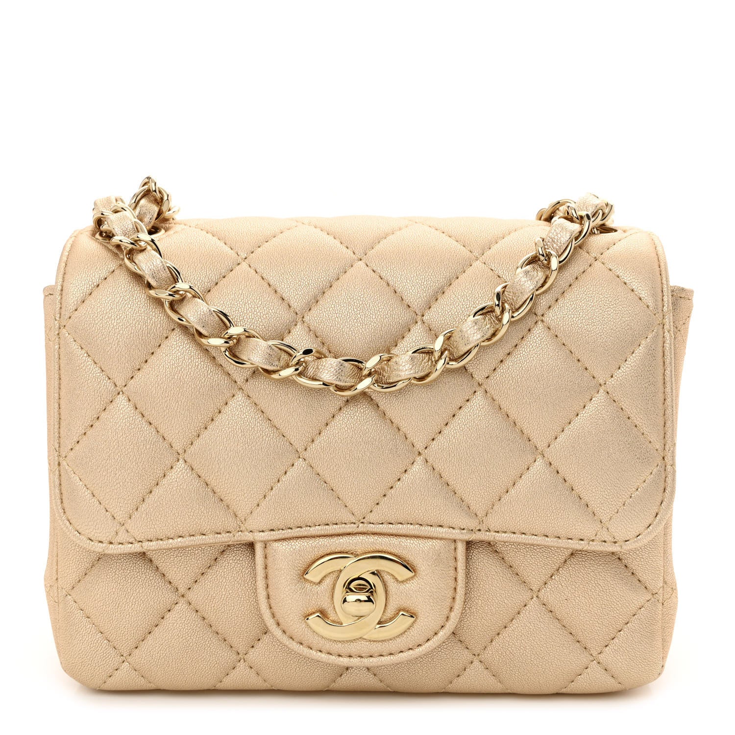 Chanel Metallic Lambskin Quilted Mini Square Flap Gold 1 of 10