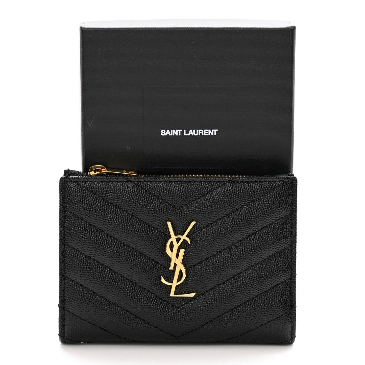 Grain De Poudre Matelasse Chevron Monogram Zipped Card Case Black