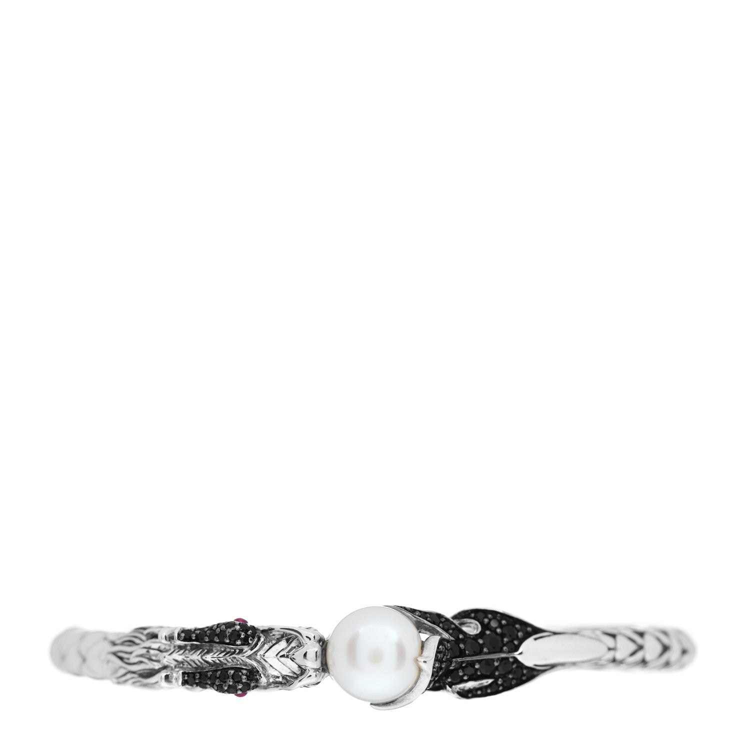 John Hardy Sterling Silver Black Sapphire Ruby Pearl Naga Dragon Head Bracelet 3 of 5