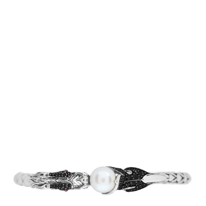 John Hardy Sterling Silver Black Sapphire Ruby Pearl Naga Dragon Head Bracelet 3 of 5