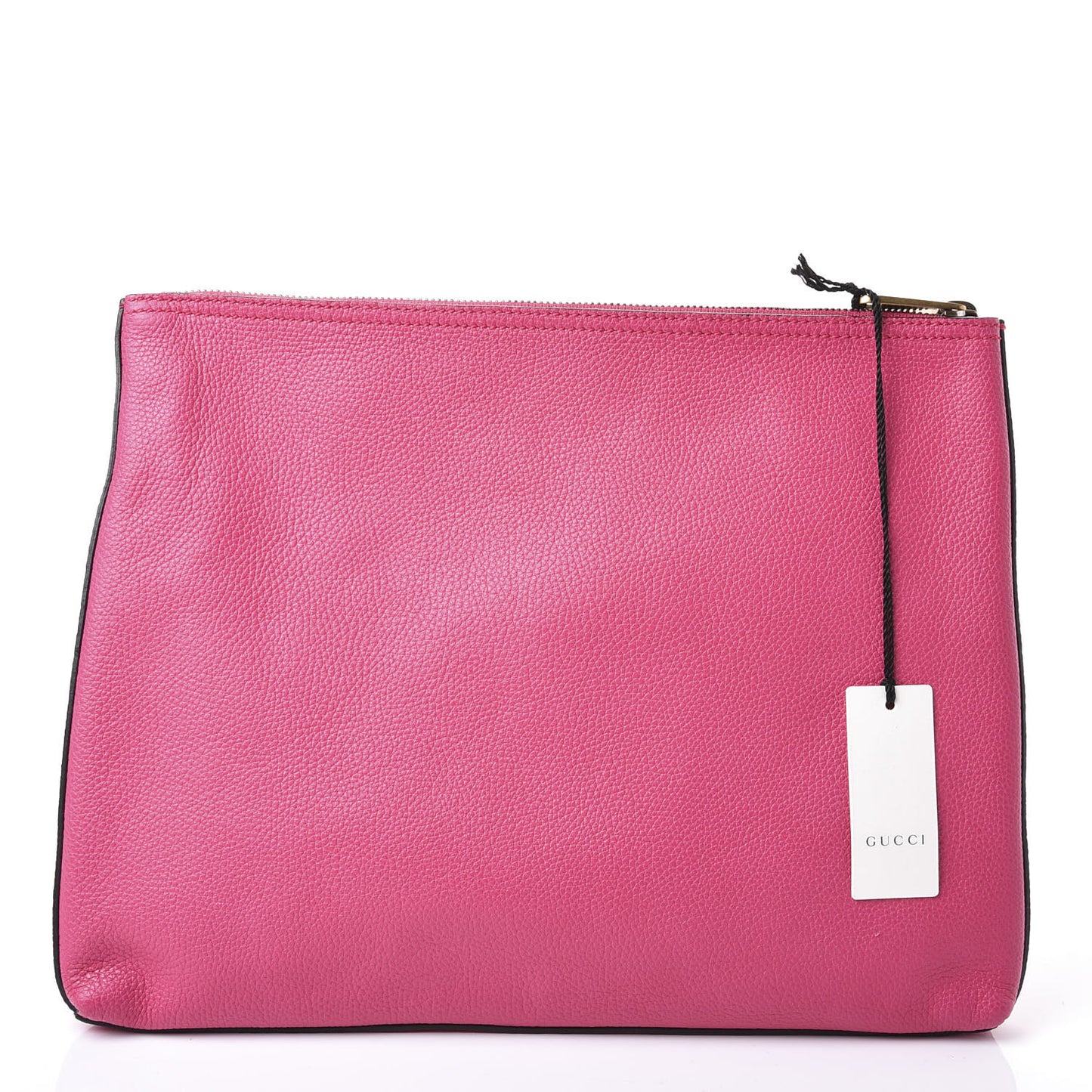 Pebbled Calfskin Medium Logo Portfolio Clutch Box Pink Green