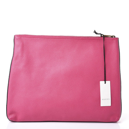 Gucci Pebbled Calfskin Medium Logo Portfolio Clutch Box Pink Green 2 of 9