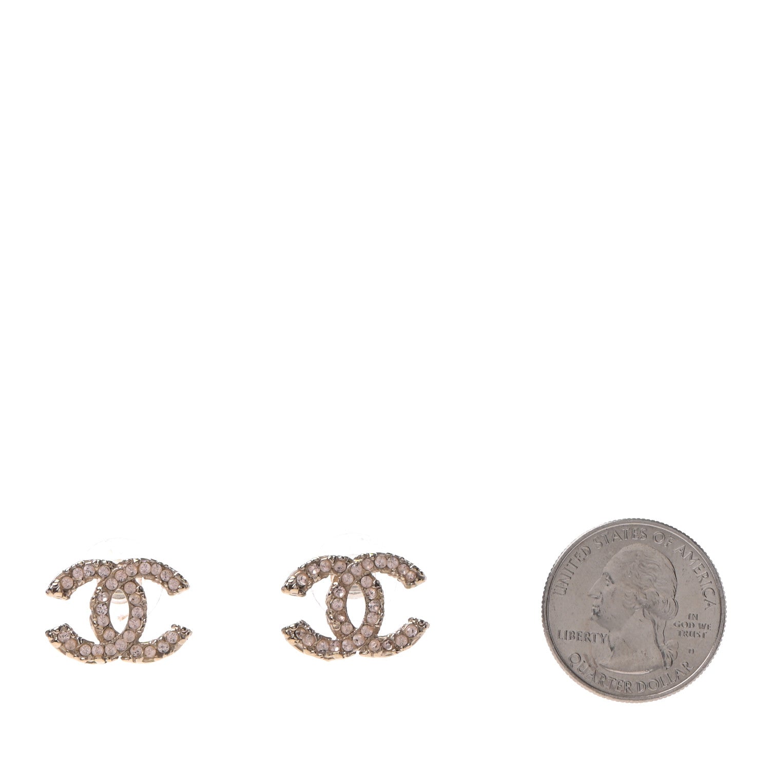 Chanel Crystal Enamel CC Earrings Gold Pink 2 of 4